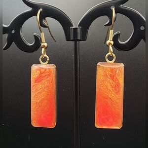 Elegant Gold and Orange Dangle Earrings